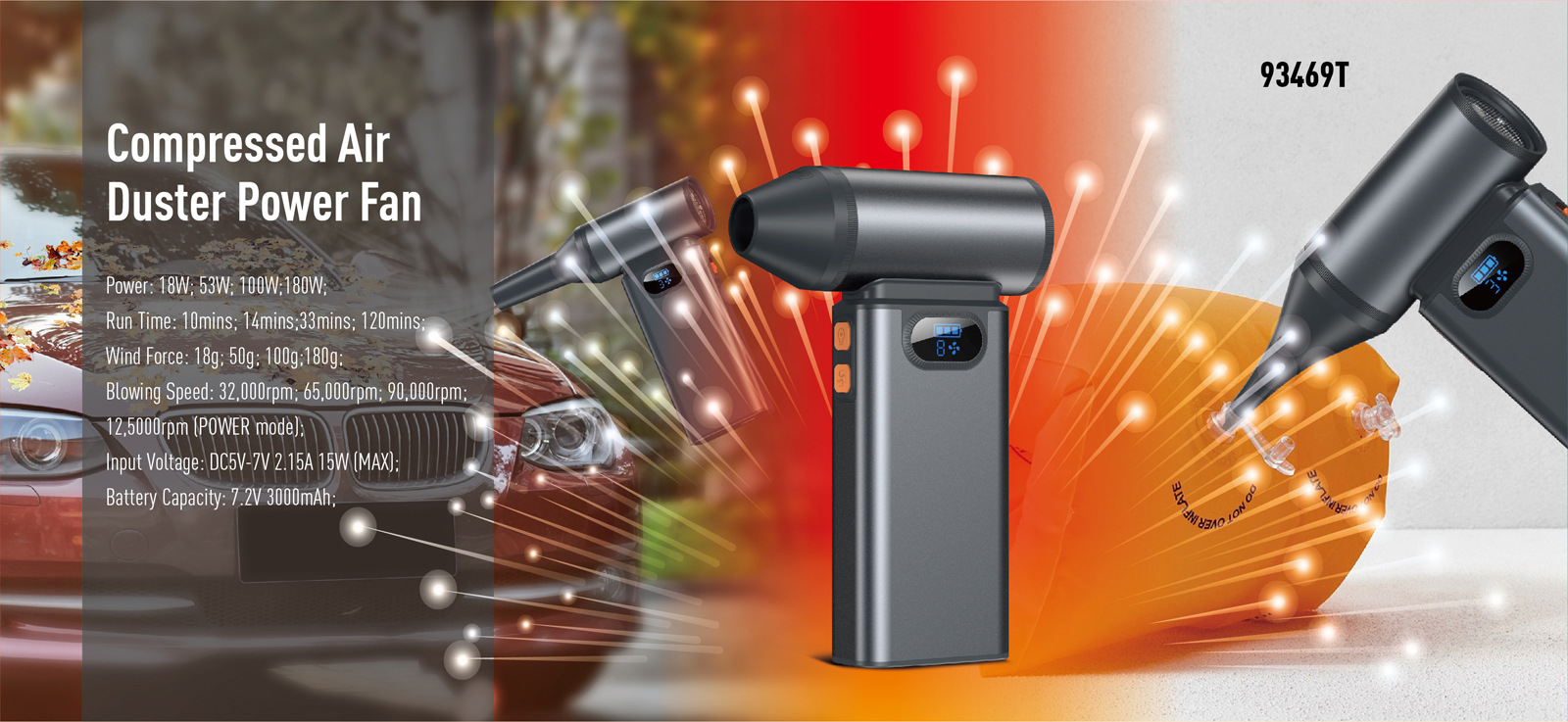 Compressed Air Duster Power Fan