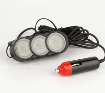 In/out thermometer with clock